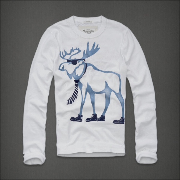 Abercrombie Fitch Hombres De Cuello Redondo Largo Remera AF5943